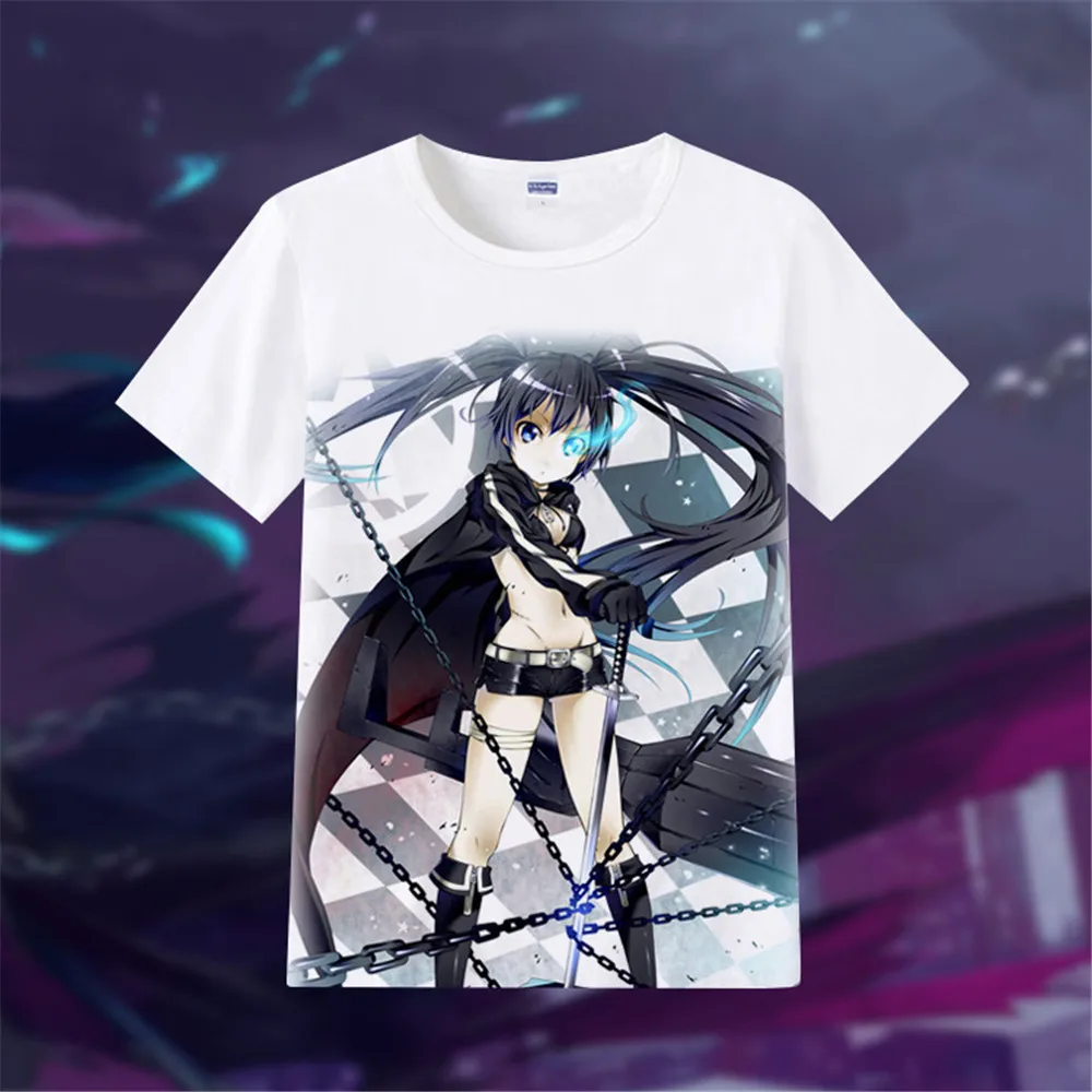 Футболки Black Rock Shooter kawaii футболка с японским аниме рубашка мангой милые футболки
