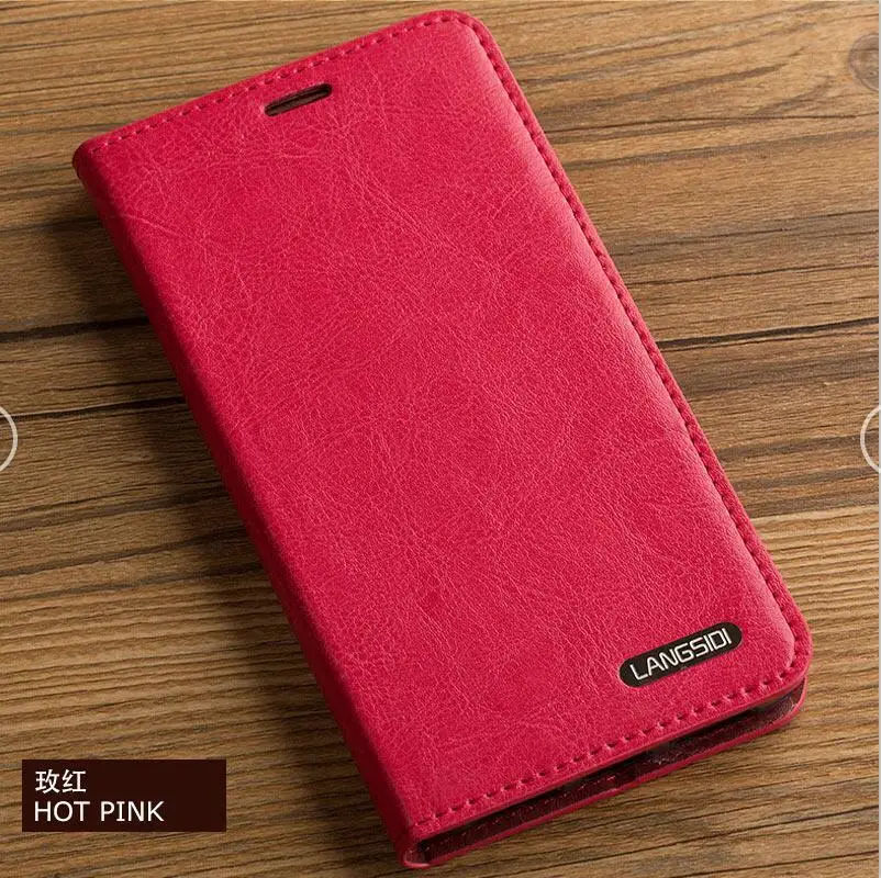 05-Hot pink Wangcangli флип три карты масло воск кожи чехол-книжка для телефона ForMeizu Max чехол для телефона все ручной работы на заказ - Цвет: 05-Hot pink