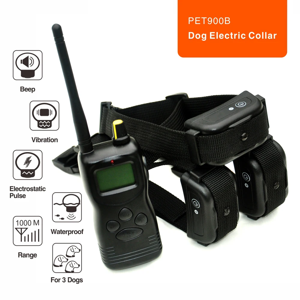 Electric dog collar waterproof 1000m remote control no bark dog training collar rechargeable pet