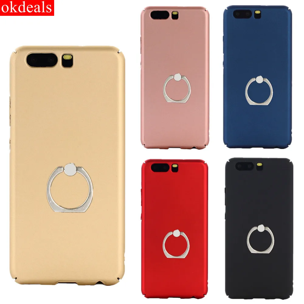 

Fashion Plating Hard PC Phone Case for Huawei P8 Lite 2018 Case Ring Bracket Frosted Non-slip Cover for Huawei Honor 8/P8/P9/P20