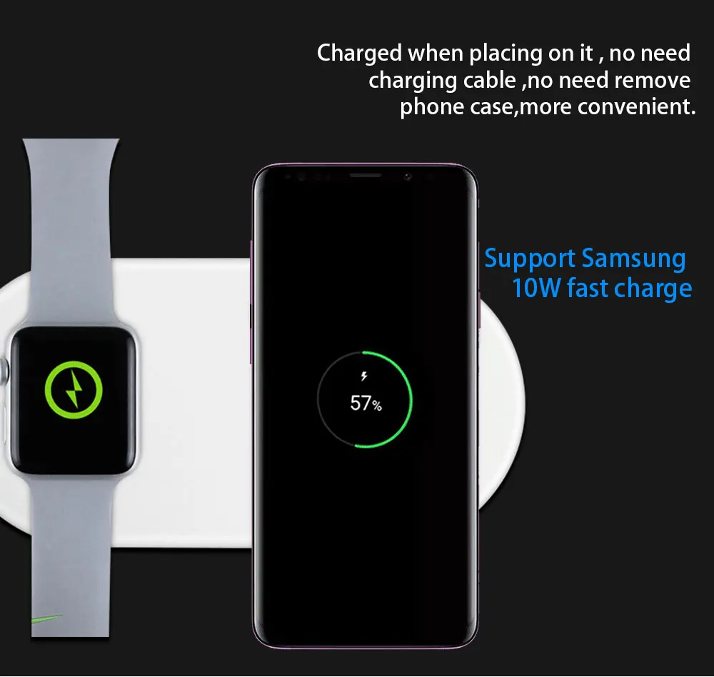Ascromy Wireless Charger Dual Charging Pad Fast Charge Double Charger for Apple Watch 3 2 iPhone X 8 Plus Samsung S9 S8 Note 8 (14)