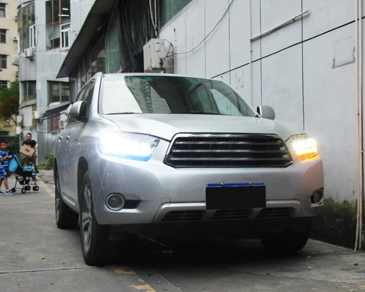 2 шт. светодиодный фонарь для Toyota Highlander 09-10автомобильный светодиодный фонарь с двойными ксеноновыми линзами автомобильные аксессуары дневные ходовые огни противотуманные фары