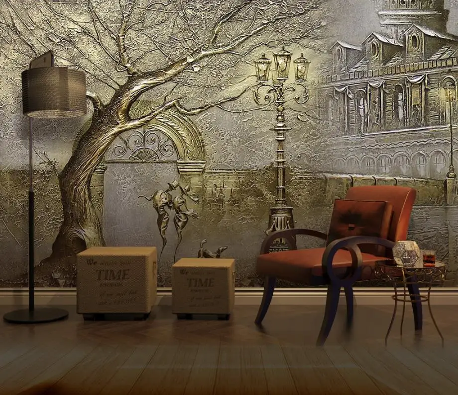 

customize Embossed golden tree 3d wallpapers for living room Background wall photo wallpaper