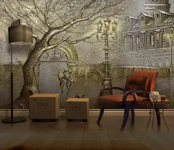 

customize Embossed golden tree 3d wallpapers for living room Background wall photo wallpaper