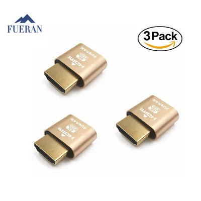 

FUERAN 4K 3/Pcs Display Emulator Plug Headless Ghost Emulator Fake Display(Fit Headless-4K New generation@60Hz) 3PACK
