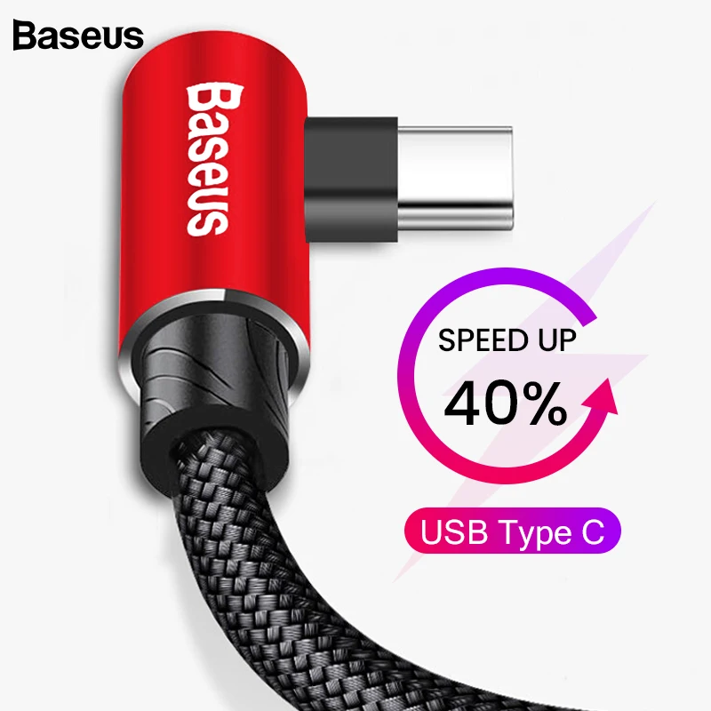 Baseus USB Type C Cable 90 Degree USB C Charger Cord Fast Charging USBC