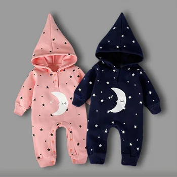 

Warm Baby Girl Romper Kids Clothes Long Sleeve Cotton Jumpsuit Baby Hooded Fashion Infant Romper Toddler Bebes Zipper Overalls