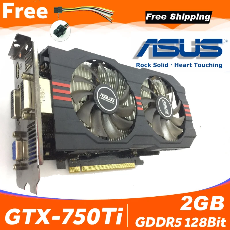 Asus GTX 750TI OC 2GB GTX750TI 2G D5 DDR5 128 бит ПК настольные видеокарты PCI Express 3 0 компьютерная