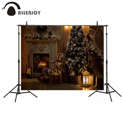 Фон для фотографий allenjoy Рождественская елка украшения стул камин гитары винтажный фон фотостудия fotografica