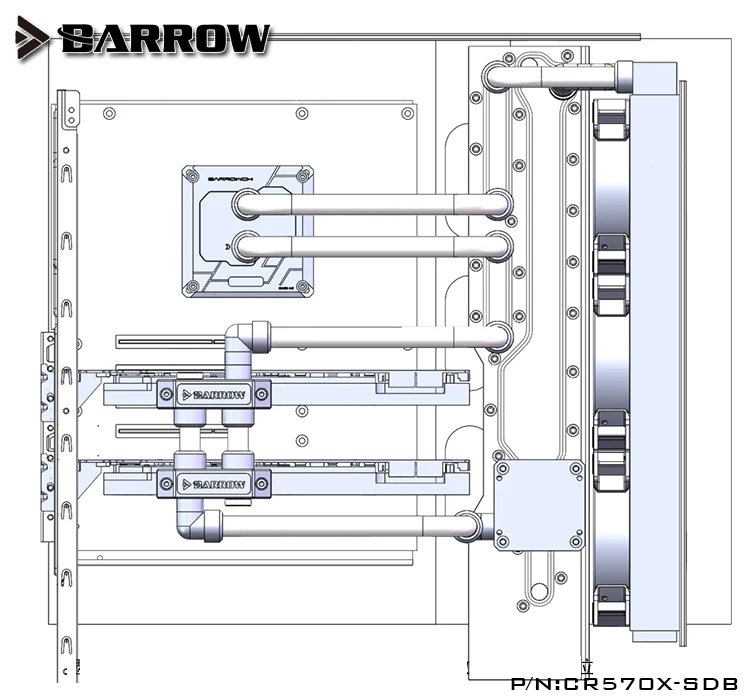Акриловая плата Barrow в качестве Водного Канала для CORSAIR 570X / 500D чехол компьютера