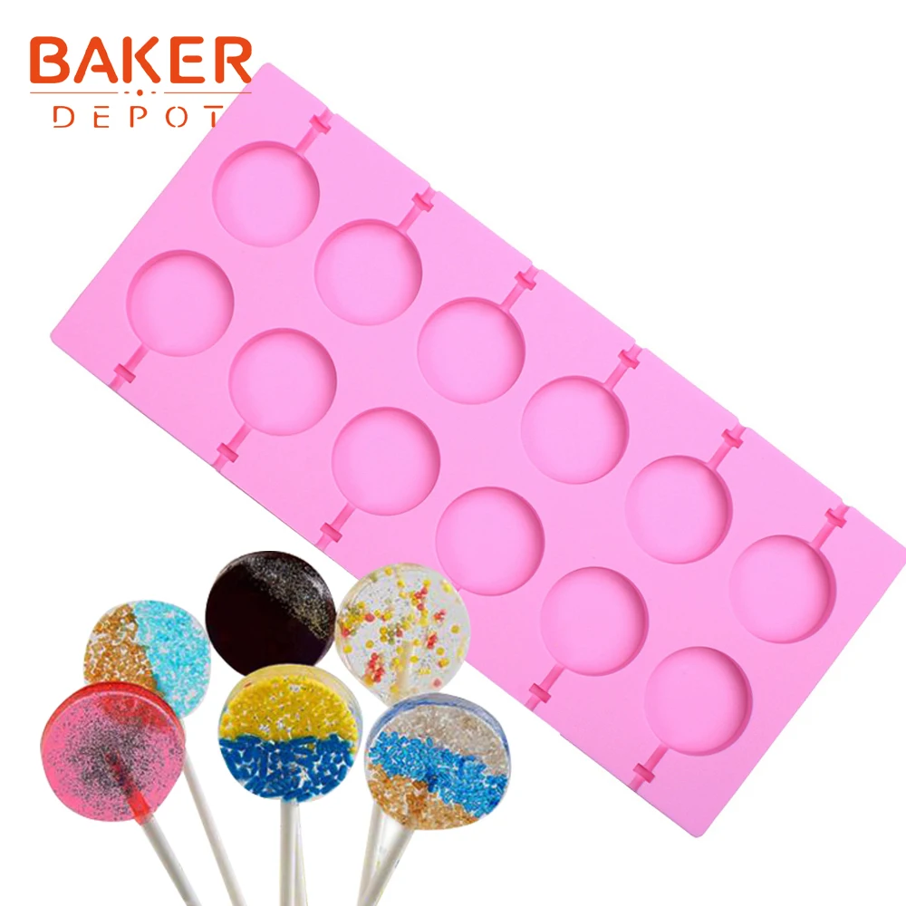 

BAKER DEPOT Silicone lollipop mold for candy chocolate round cake decorating form bear lolipops molds for bakeware