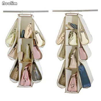 

NOOLIM Multi-layer Handbag Hanging Storage Bag Wardrobe Dustproof Cabinet Cotton Bag Shelf Coat Hook Wardrobe Organizer