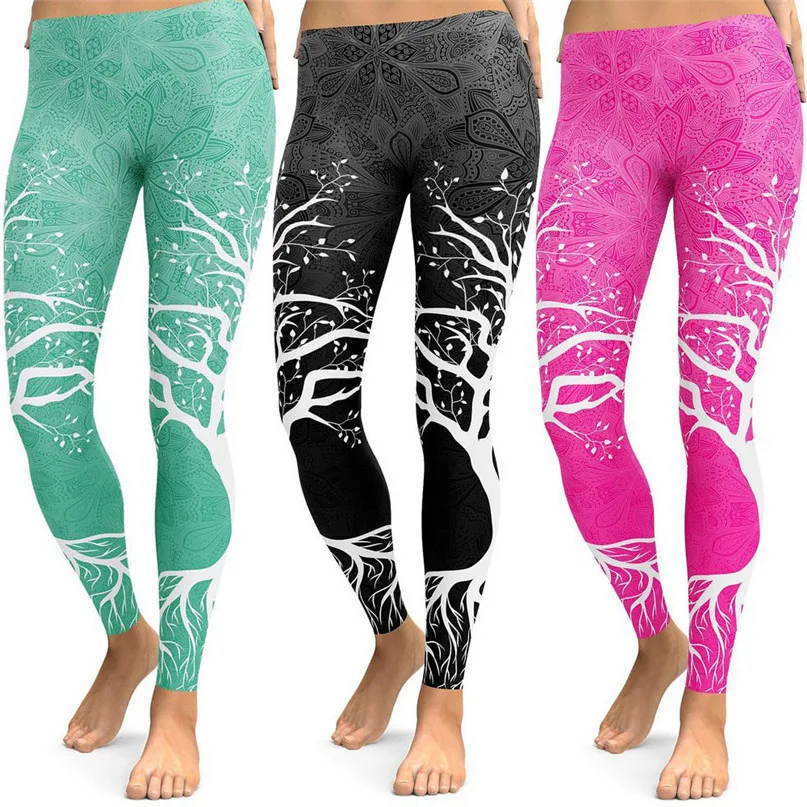 Elastic Waist Yoga Pants Women High Waist Sexy Workout Leggings Gym