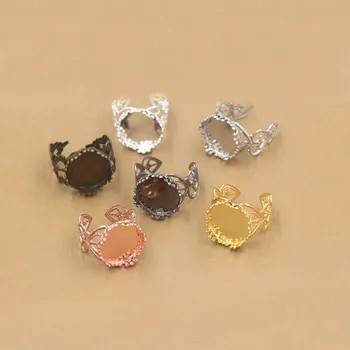 

Ring Bases Round Crown Bezel 12mm 15mm 20mm 25mm Resin Cabochon Blanks Filigree Heart Adjustable Open Ring Settings DIY Findings