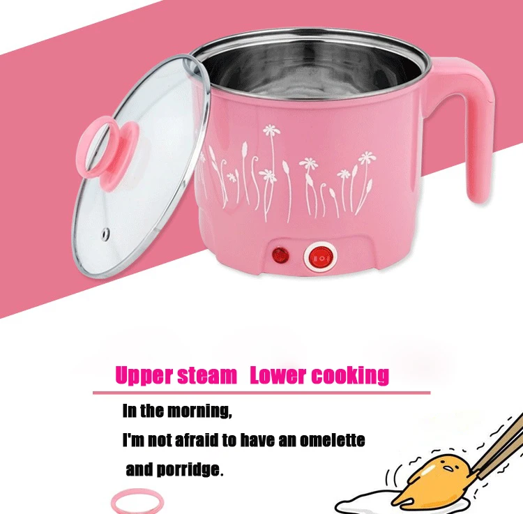 Многофункциональная электрическая сковорода из нержавеющей стали горячий горшок лапша рисоварка на пару яичный суп мини нагревательная сковорода 1.5л ЕС США