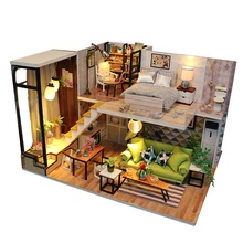 Кукольный дом Миниатюрный Мебель Деревянный DIY Дом миниатюрный кукольный домик игрушки для детей день рождения украшение комнаты подарок