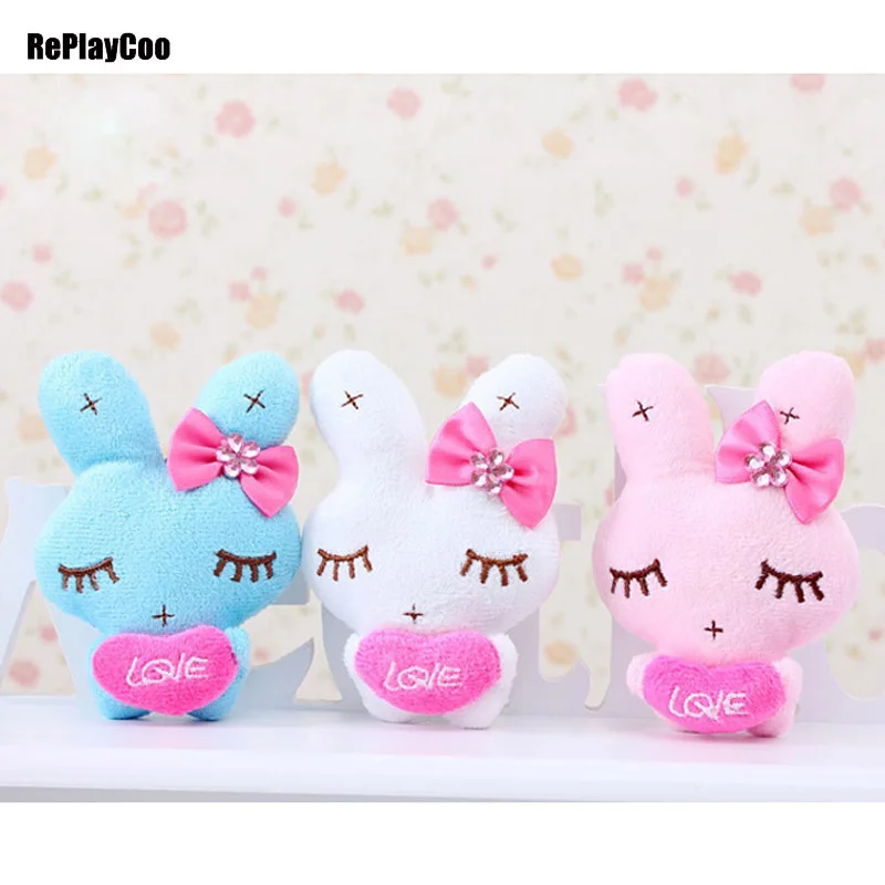 

80Pcs/Lot Kawaii Mini Bunny Plush Toys Flower Rabbit Soft Stuffed Animal Toys Small Pendant By Phone Bags Gifts For Wedding 005