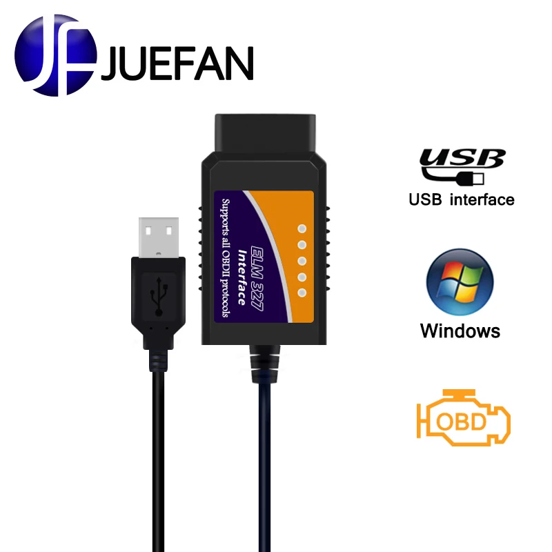 Новый ELM327 USB Пластик OBD2 инструмент диагностики авто сканер версия V1.5 ELM 327 USB Интерфейс OBDII CAN-сканер Шины Бесплатная доставка