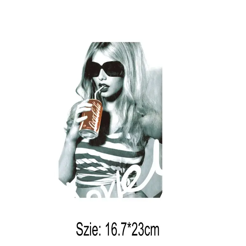 

16.7x23cm fashion girl Iron On Stickers Washable Appliques A-level Patches Heat Transfer For DIY Accessory Clothing