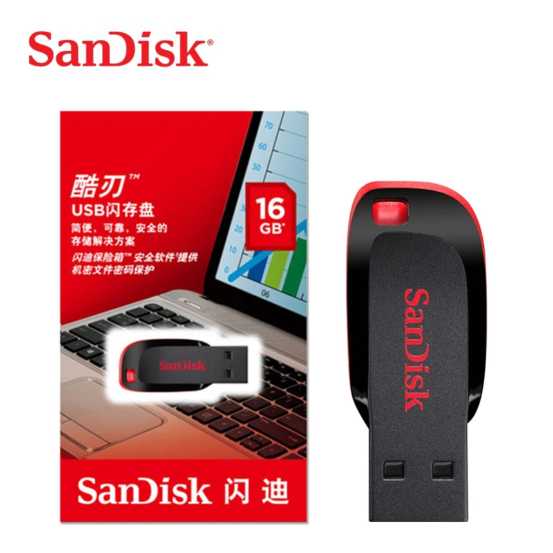 SanDisk USB флеш-накопитель Cruzer Blade U диск 8 ГБ 16 ГБ 32 ГБ 64 Гб 128 ГБ мини-накопитель USB 2,0 флеш-карта памяти SDCZ50