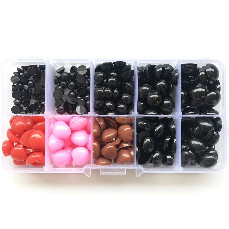Round Flat Eyes + Nose Triangle Nose Plastic Eyes for Dolls Making Toys Teddy Bear Dolls Eyes Amigurumi Making Accessories 205 125