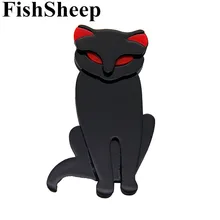 FishSheep Female Acrylic Cat Brooches And Pins Resin Plastic Black Cats Animals Brooch Lapel Pin For Women 2018 Fashion Jewelry fishsheep large women figure acrylic brooches and pins fashion resin girl icon big brooch pins female fashion jewelry accessory