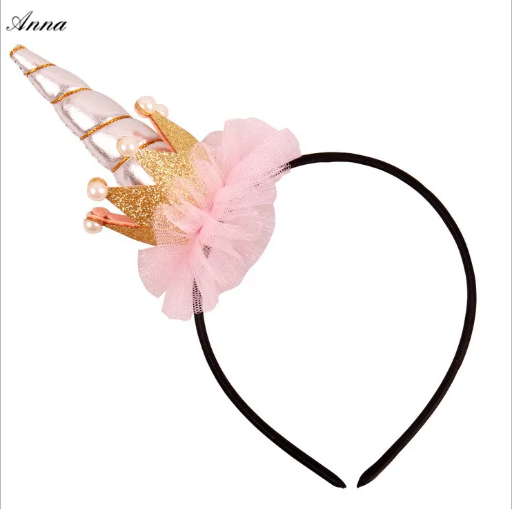 

Fashion Unicorn Horn with Chiffon Unicorn Headband Glitter Hairband Easter Bonus For DIY Hair Decorative Accessoriess For Party