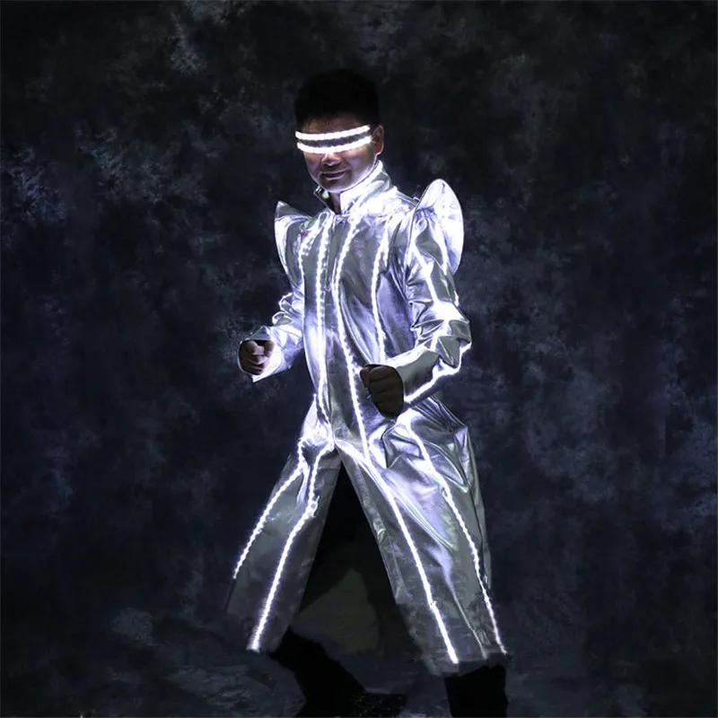 

LZ46 Ballroom dance costumes led robot men suit dj party bar performance stage show wears jacket RGB colorful outfit singer club