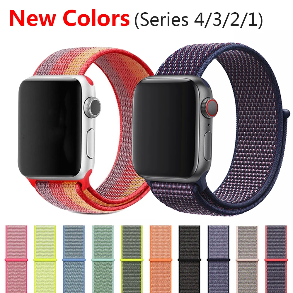 

Colors Nylon Sport Loop Strap for Apple Watch 4 Series 3/2 Lightweight Soft Breathable Woven Replacment band 38mm 42mm 40mm 44mm
