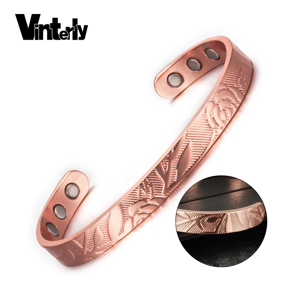 

Vinterly Magnetic Bracelet Copper Adjustable Cuff Copper Bracelets Bangles Women Men Energy Bracelet Pain Relief for Arthritis