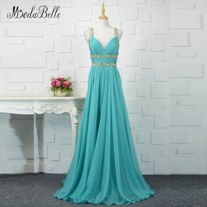 

modabelle Chiffon Prom Dresses Long Beading Sleeveless Floor Length 2018 Backless Bridesmaid Adult Dresses For Wedding Party