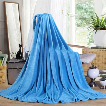 

120*200 cm 150*200 cm 180*200cm 200*230cm size Flannel solid blue color blanket air/sofa/bedding throws soft plaids bedsheet