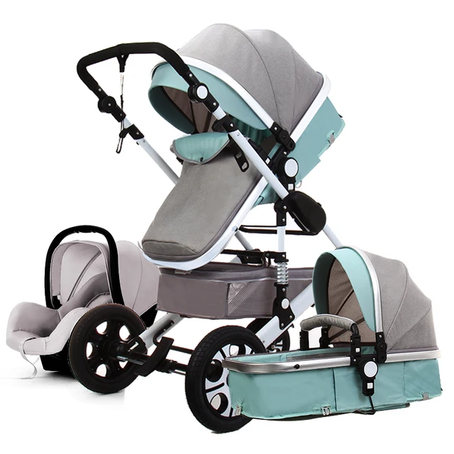 $US $90.25  01Baby Stroller 3 In 1 with Car Seat High Landscape Folding Baby Cart Can Sit and Lie Four Wheel St