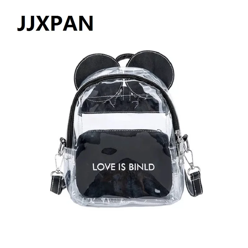 

Transparent Women Mickey Mini Backpacks Clear PVC Student School Backpack Travel Bag For Teenager Girls Purse Mochila Feminina