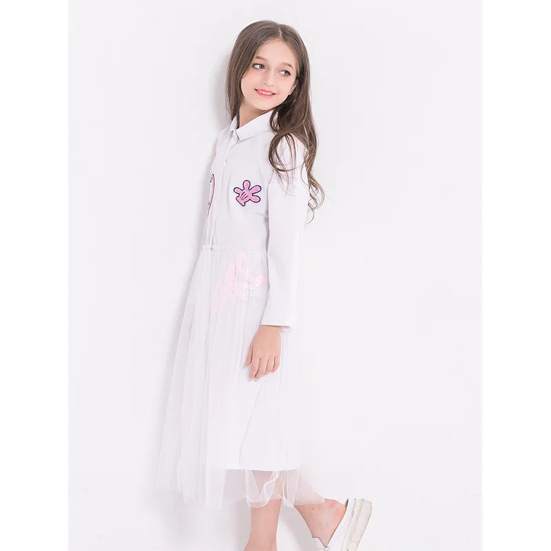 

Teenage Dress White Summer Causal Blouse Fashion 2019 Long Sleeve White Lace Clothes Spring Autumn Teenager Children Dresses