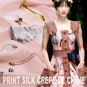 

105CM 16MM Happy Lunch Pink Silk Crepe De Chine Fabric for Summer Dress Shirt E322