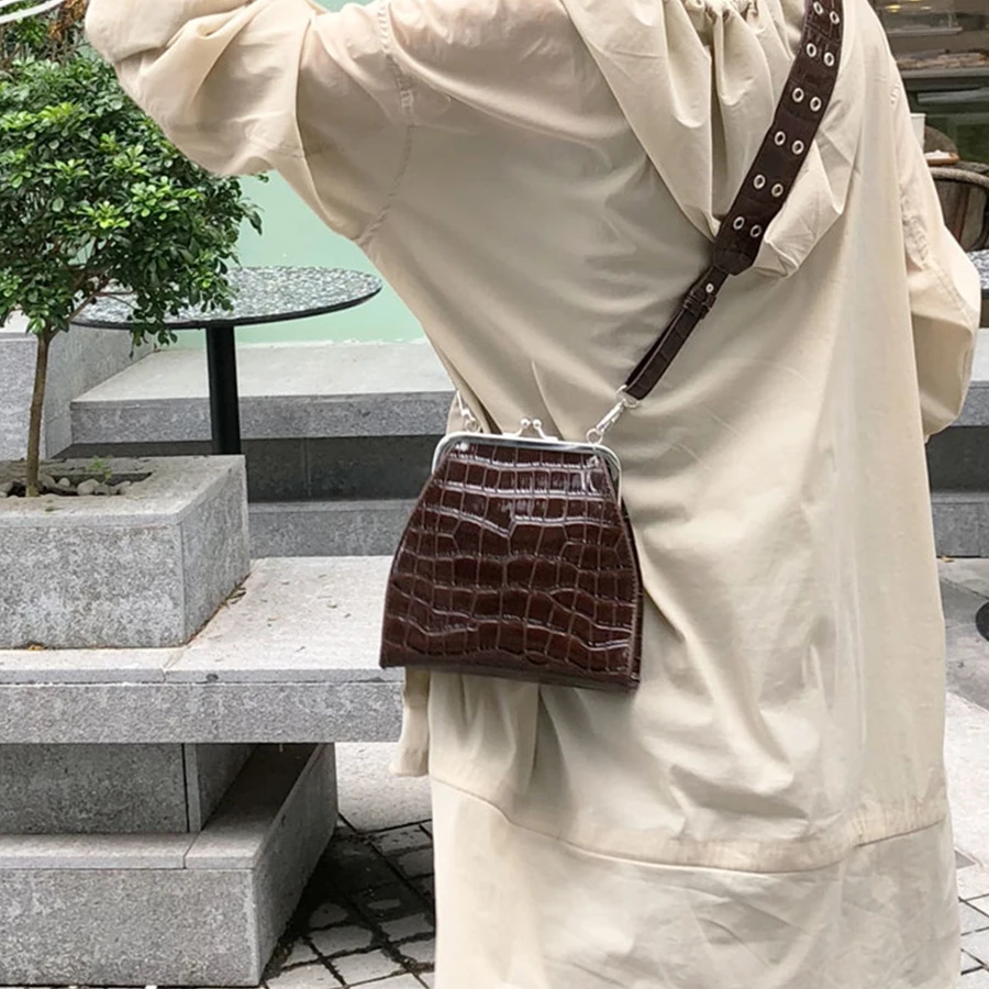 خمر نمط تمساح رسول النساء الفاخرة التمساح الكتف Crossbody أكياس مصمم تمساح بو الجلود المرأة رفرف أكياس شيك