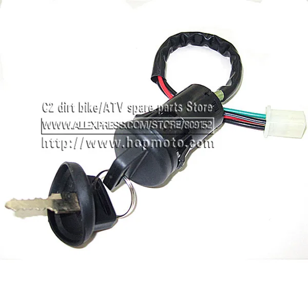 Atv Ignition Switch Lock Key With Dustproof Cap 4 Wires Universal