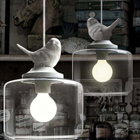 American Country glass led e27 pendant lamp white bird pendant lamp bedroom/dining room/balcony kid's room decor lamp1479