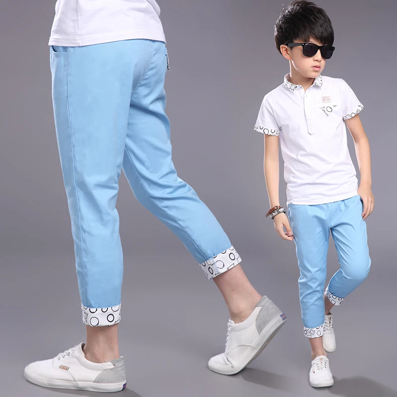 

2019 New Fashion Summer Big Boy Ankle-Length Pants Infant Trousers Teenager Boys Cotton Casual Pants 4 5 7 9 11 13 14 Years old
