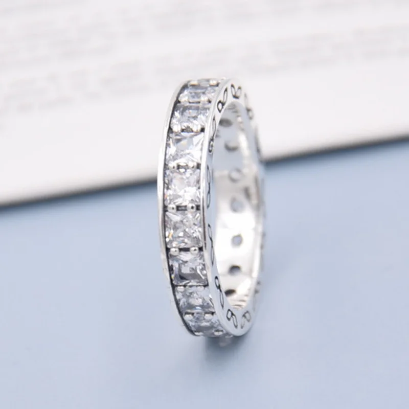 

Authentic 925 Sterling Silver Ring Infinity Stackable For Women Crystal Clear CZ Girl Birtthday Wedding Party Gift Fine Jewelry
