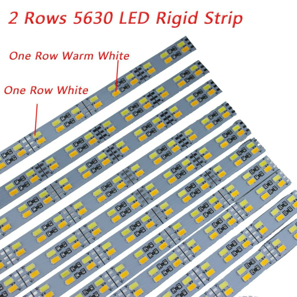 50cm led strip bar light 5630 5730 dc 12v double color row white and warm white 3000k 6500k no waterproof ip20 cabinet kitchen