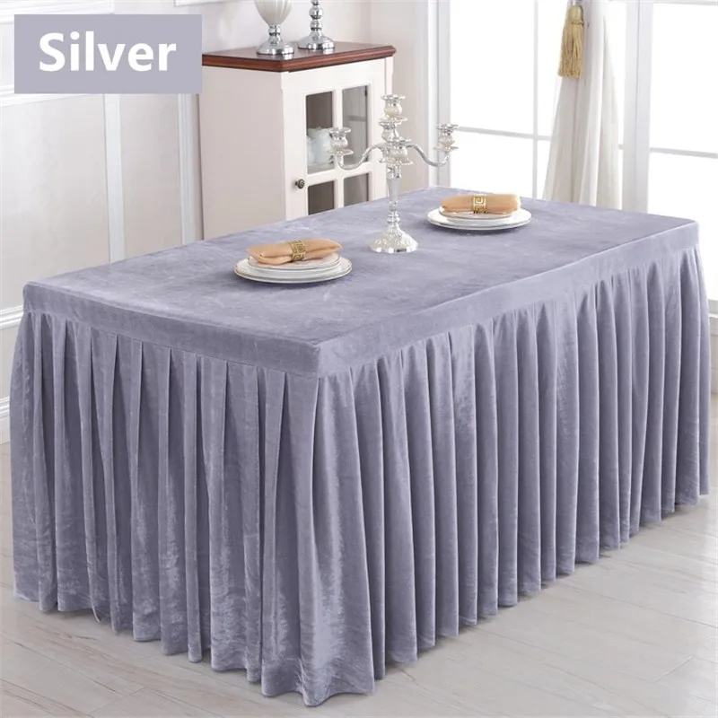 

Solid Flannel Rectangle Hotel Banquet Table Skirt With Table Cover For Cocktail arty Meeting Conference Reception Table Cover