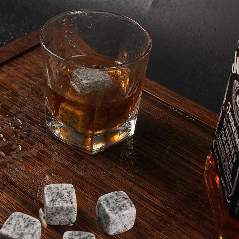 6 Pcs Gray Wiskey Ice Wine Stone Beverage Chilling Rocks For Whiskey