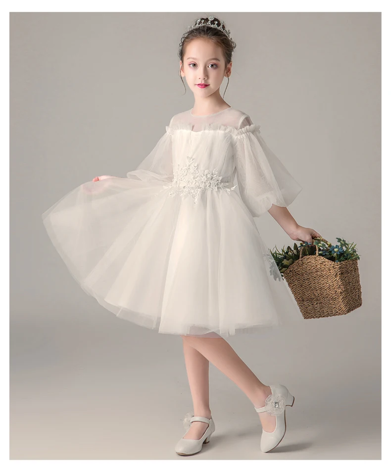 Вечерние платья для девочек; платье принцессы enfant fille mariage; платье с цветочным узором для девочек; белое Летнее бальное платье; коллекция года