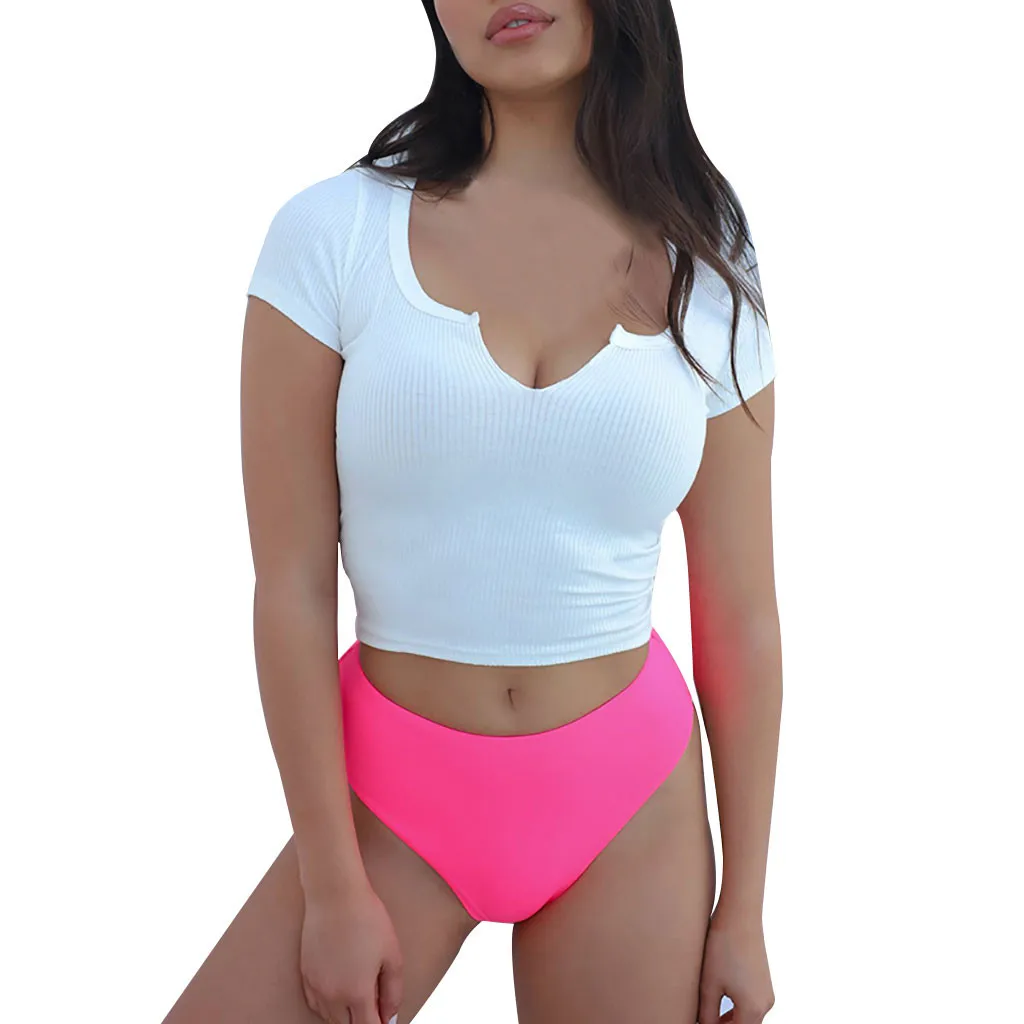 

Women Clothes 2019 TShirts Summer Tops Casual v-Neck Short Sleeve Shirts Vintage White Solid Color Loose Clothes Feminina