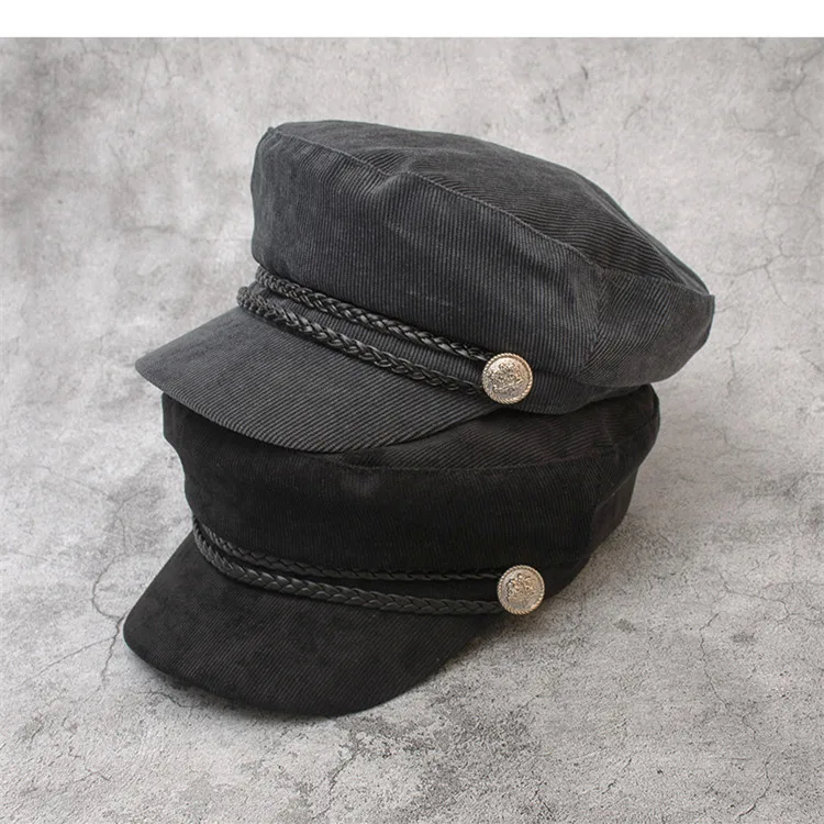 New Autumn And Winter Women Hat British Korean Version Of The Tide Beret Wild Japanese Black Octagonal Cap For Girls HC17 (6)