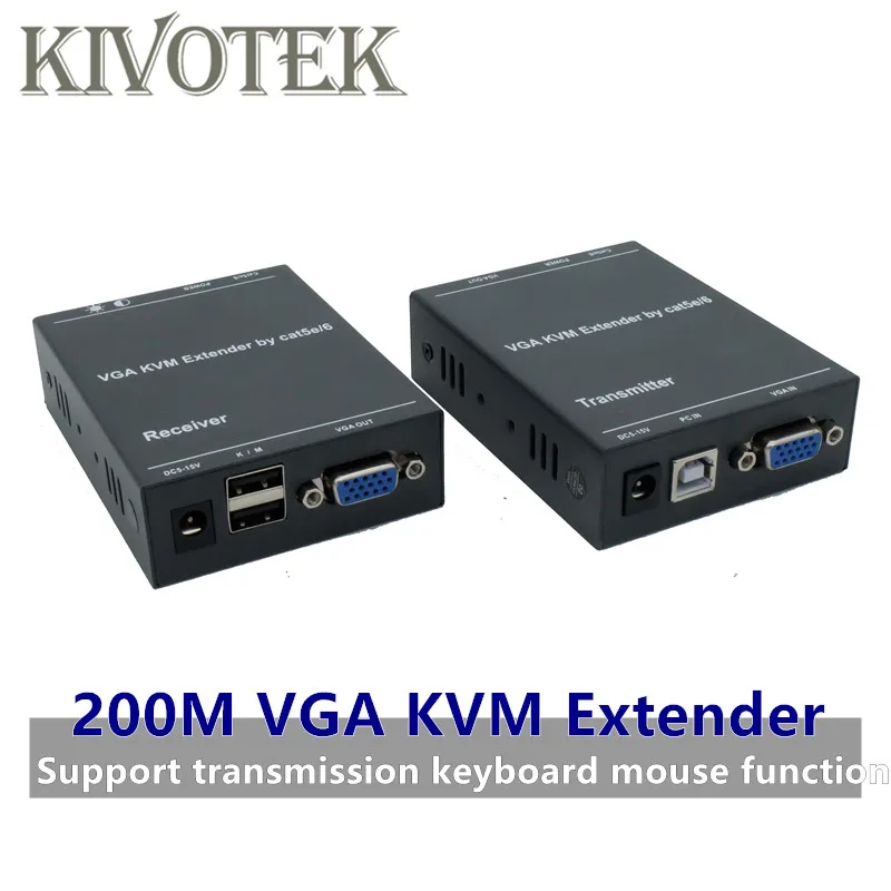 Ip-сеть 200 м расширитель VGA через Cat5e/6 1080P RJ45 Vga удлинитель по TCP/IP с KVM клавиатурой передачи мыши TX vga LoopOut