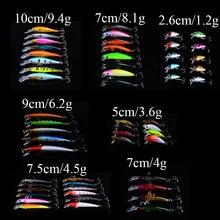 55pcs/lot Fly Minnow Fishing Lure Set China Arduous Bait Lure Wobbler Carp 7 Fashions Fishing Sort out Synthetic Bait wholesale