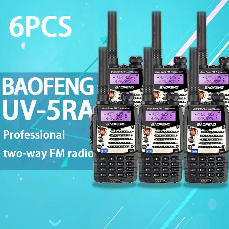 (6 PCS)Baofeng UV5RA Ham Two Way Radio walkie talkie Dual-Band Transceiver (Black)